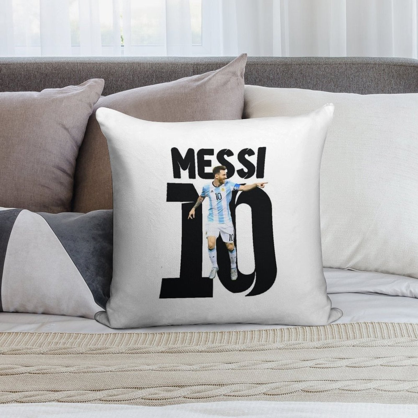 Messi 10 Soft Bedroom Essential Throw Pillow