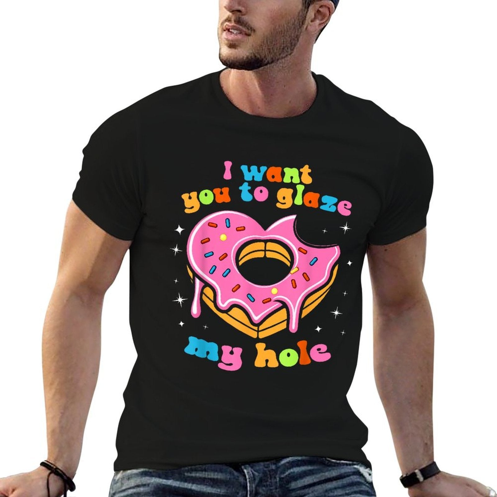 I Want You to Glaze My Hole Funny Donut Women Adult Joke  Slim-fit Cut T-Shirt
