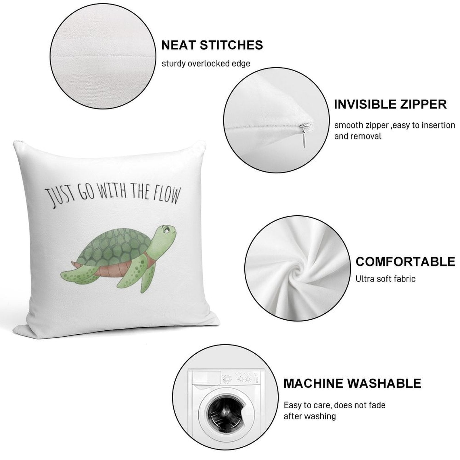 Just Go with The Flow Soft Style Accent Throw Pillow