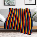 Retro Stripes Red Blue Yellow Black Pattern  Graphicly Pattern Premium Throw Blanket
