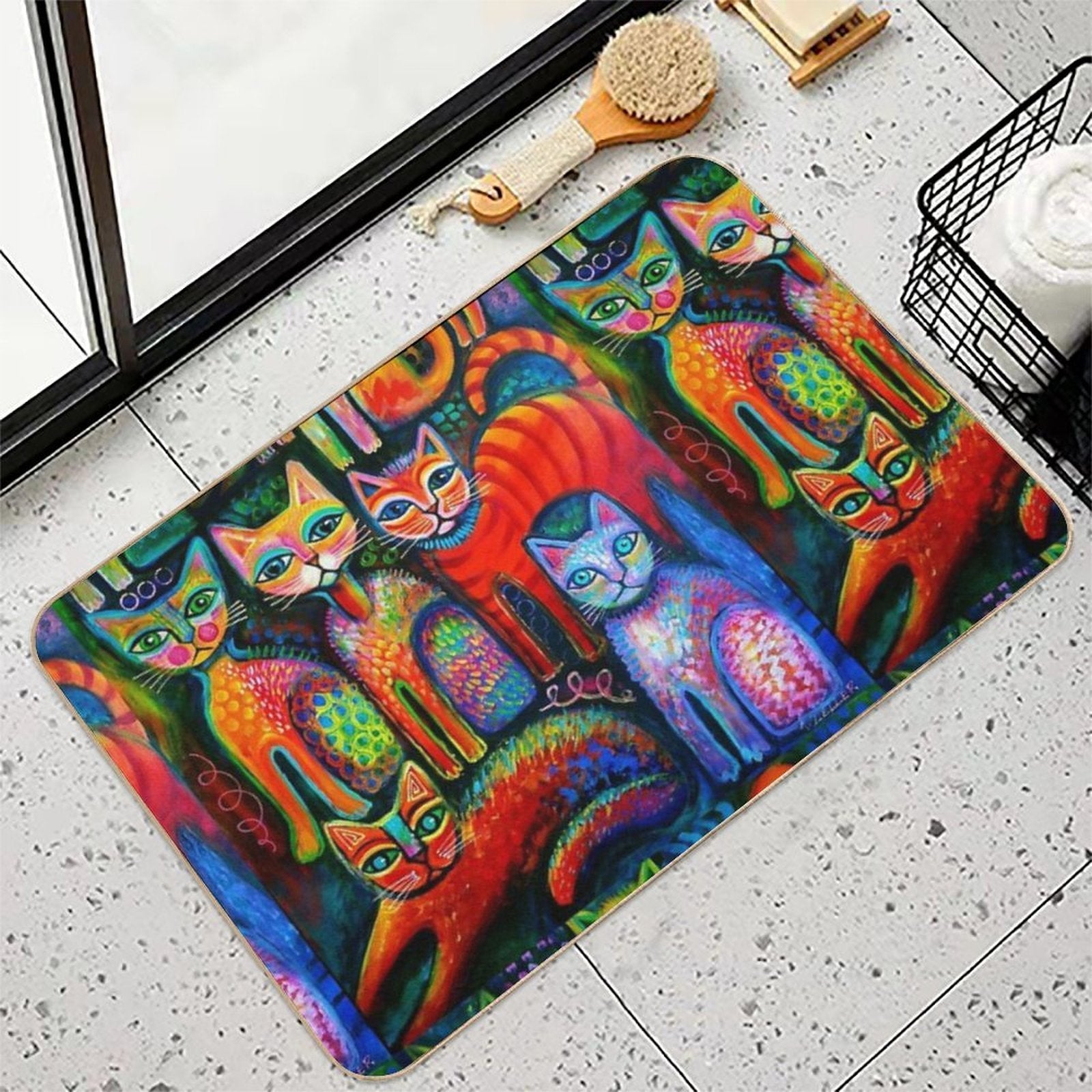 Colourful Kittens  Fade-Resistant Bath Mat