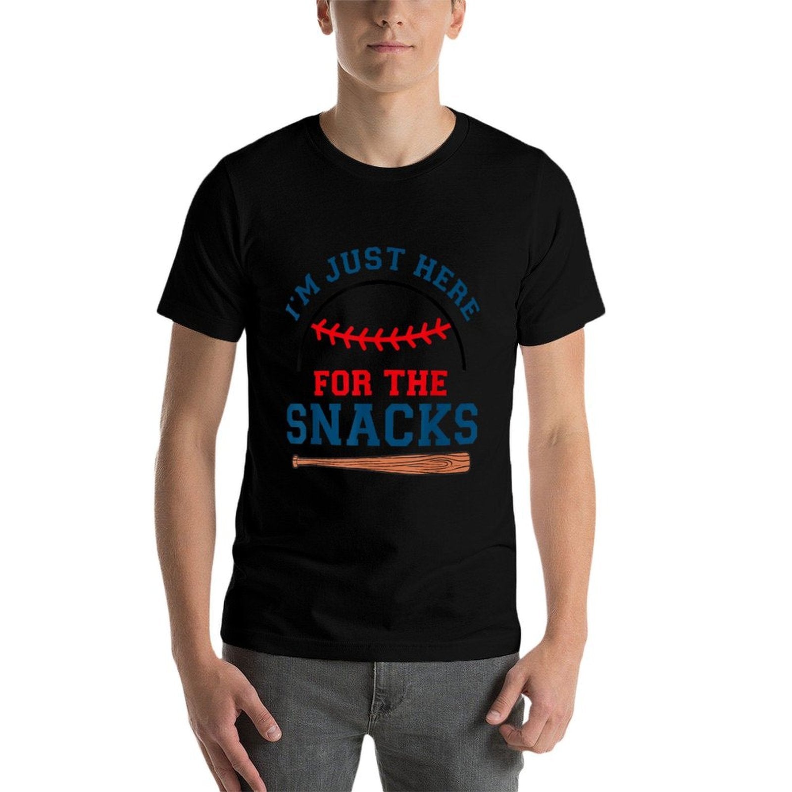Im Just Here For The Snacks Funny Baseball Season Softball  Polyester Blend T-Shirt