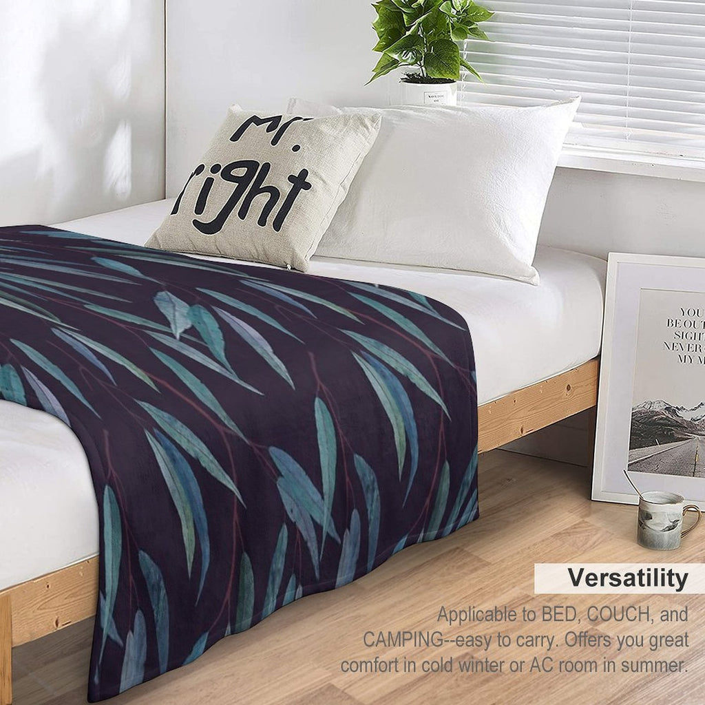 Eucalyptus Leaves Shrink-resistant Throw Blanket