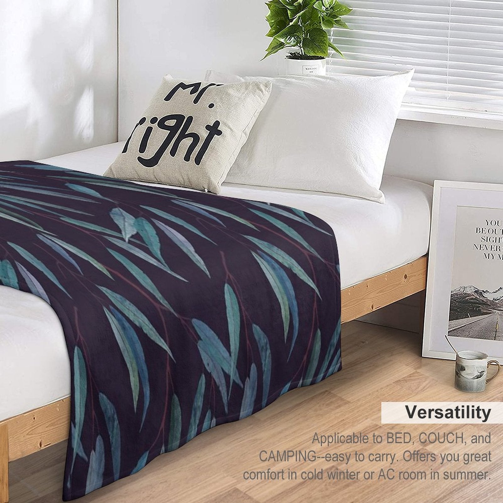 Eucalyptus Leaves Shrink-resistant Throw Blanket