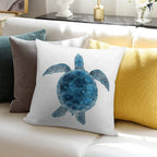 Watercolor Sea Turtle - Turquoise Blue Soft Luxury Feel Throw Pillow