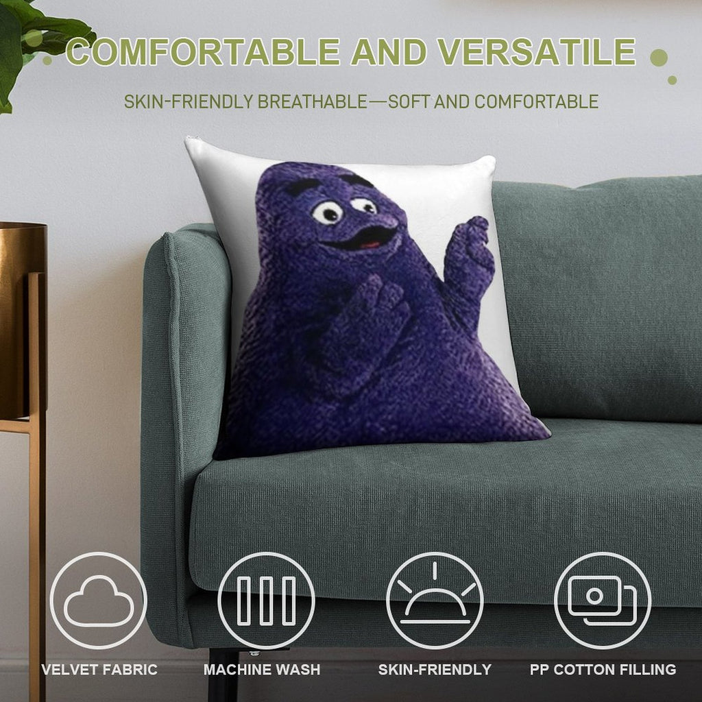 Happy Grimace McDonalds Soft Warmth Comfort Throw Pillow