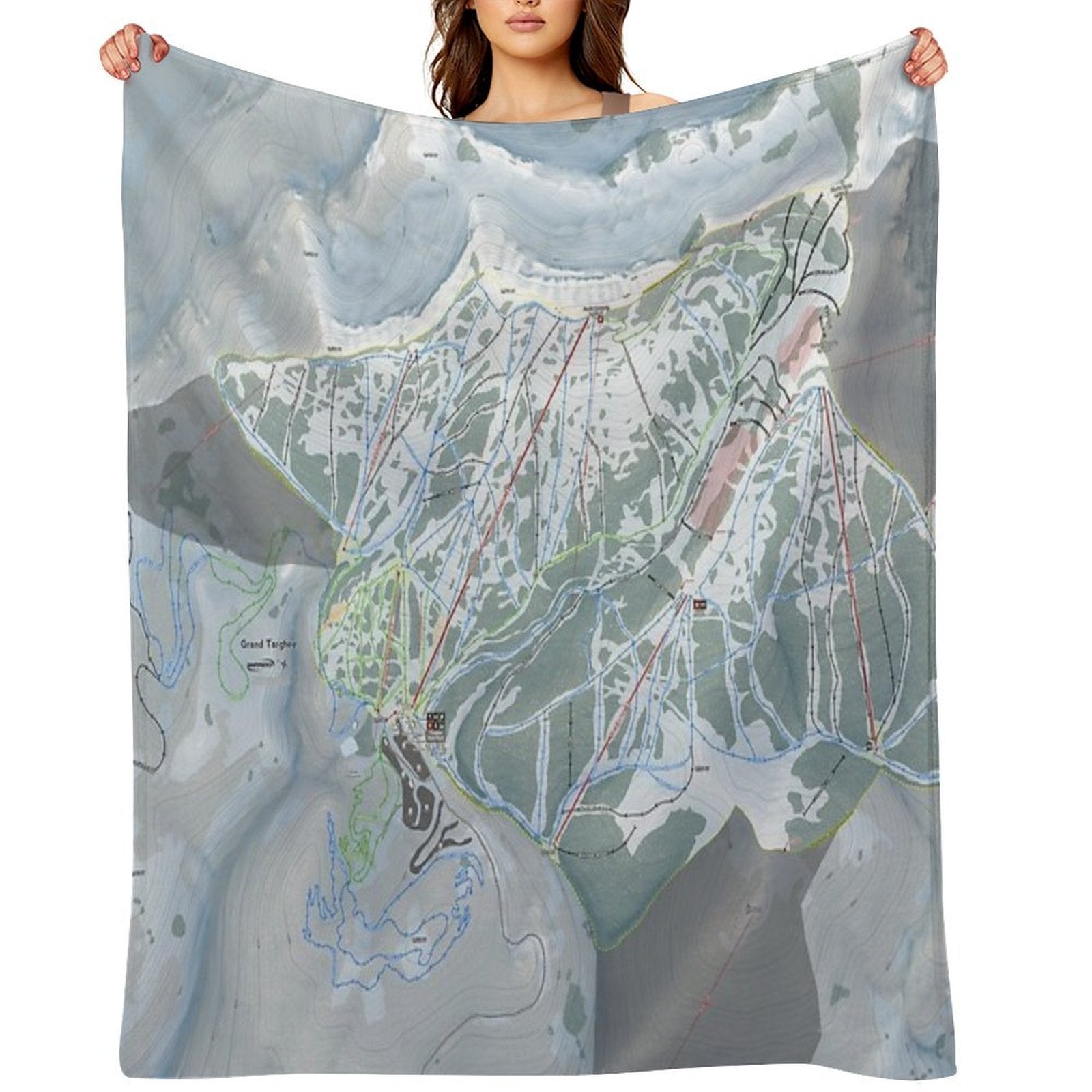 Grand Targhee Resort Trail Map Quick-dry Throw Blanket