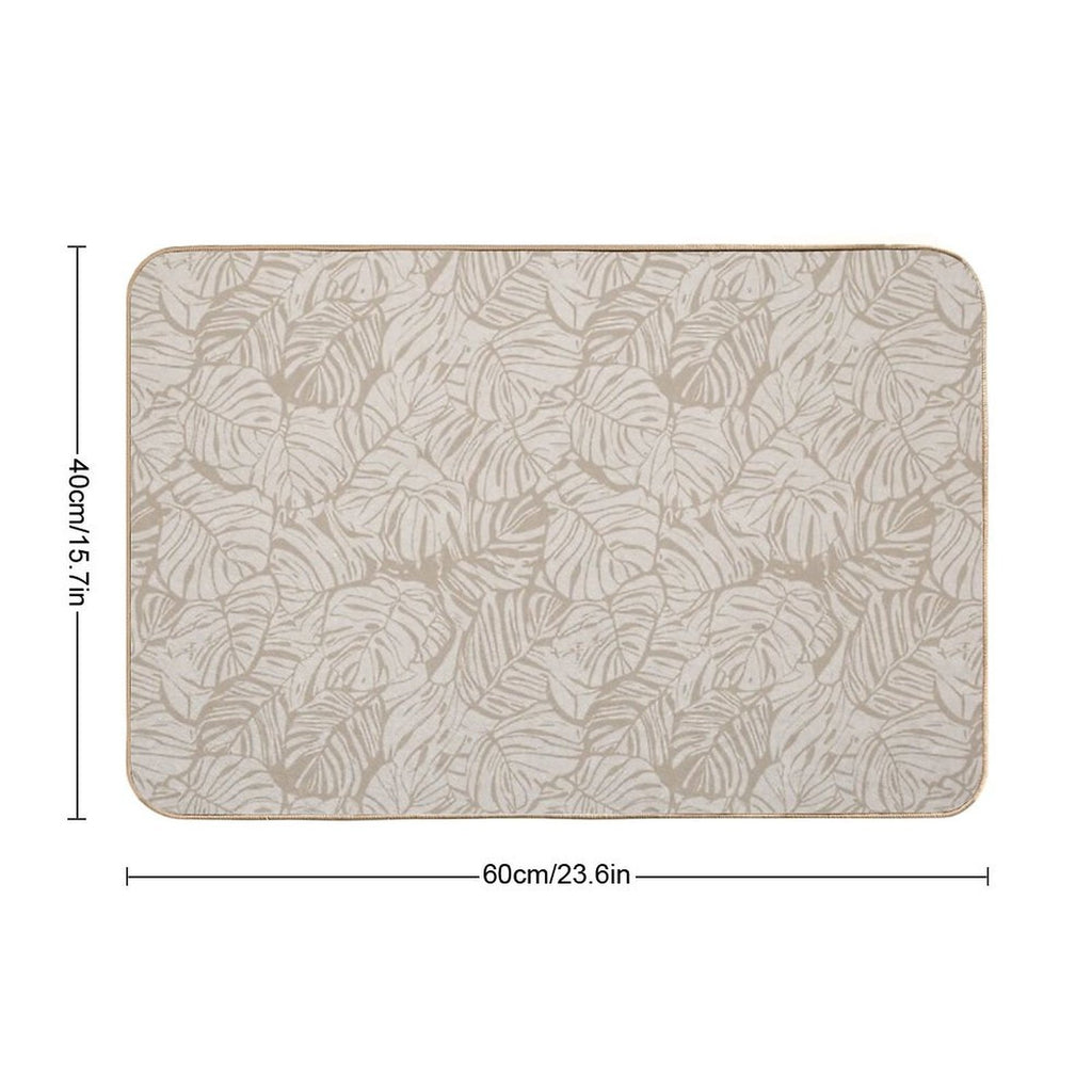 Monstera Moderna Neutrals Beige And Taupe  Fade-Resistant Bath Mat