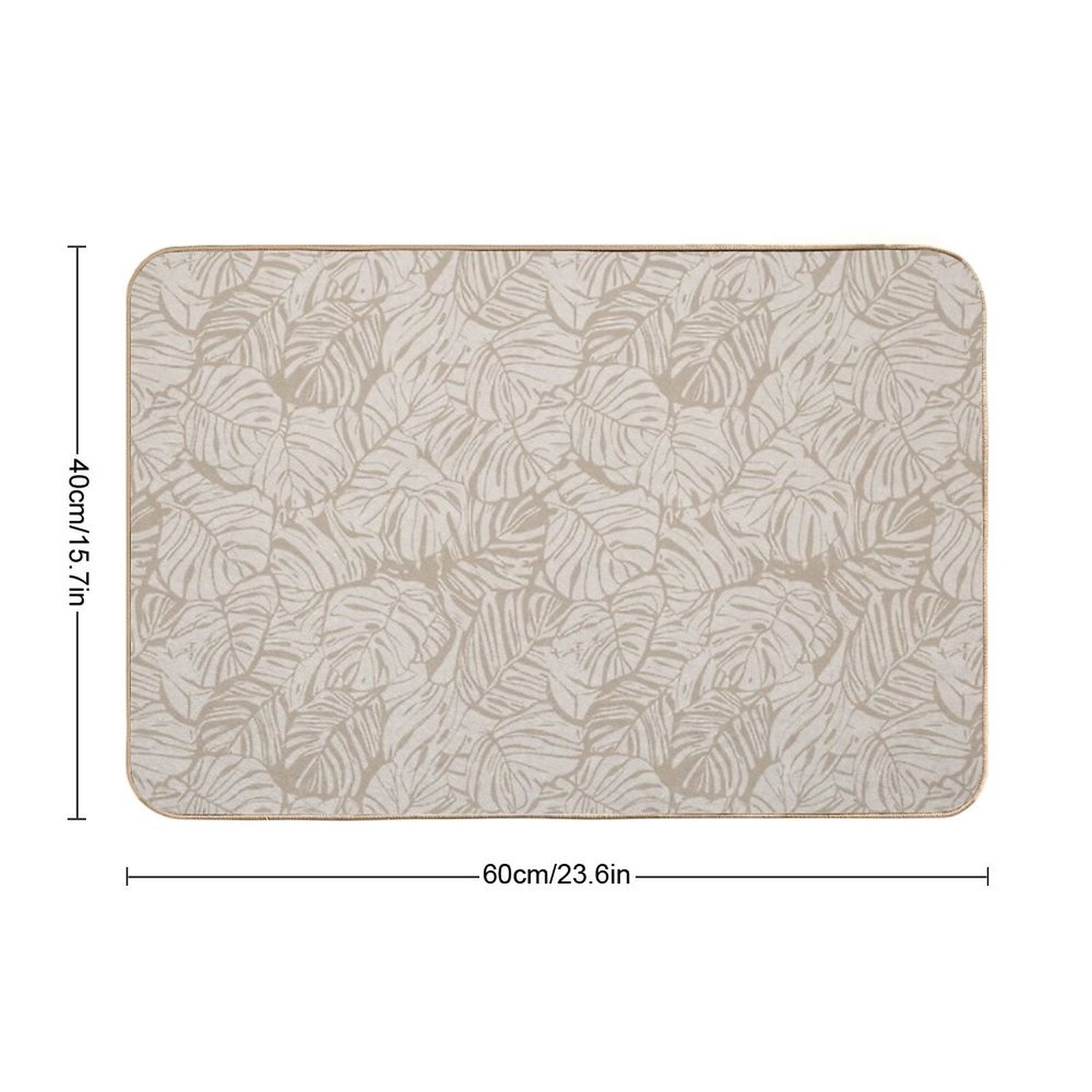 Monstera Moderna Neutrals Beige And Taupe  Fade-Resistant Bath Mat