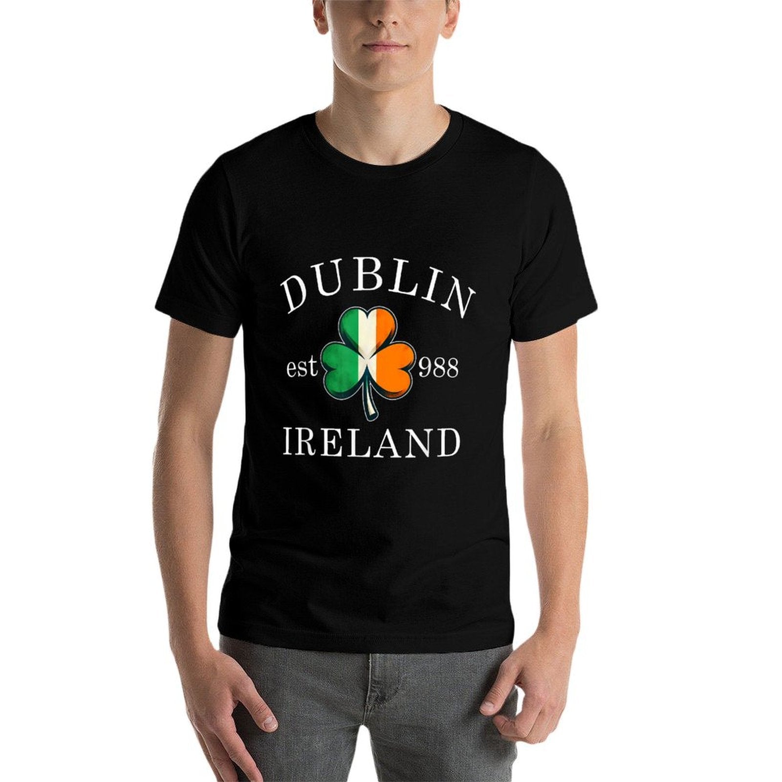 Shamrock St. Patricks Day Dublin Ireland Est 988 Irish  Summer-ready Fabric T-Shirt
