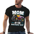 Mom of The Birthday Boy Monster Truck Birthday Novelty Gift  Stretchy T-Shirt