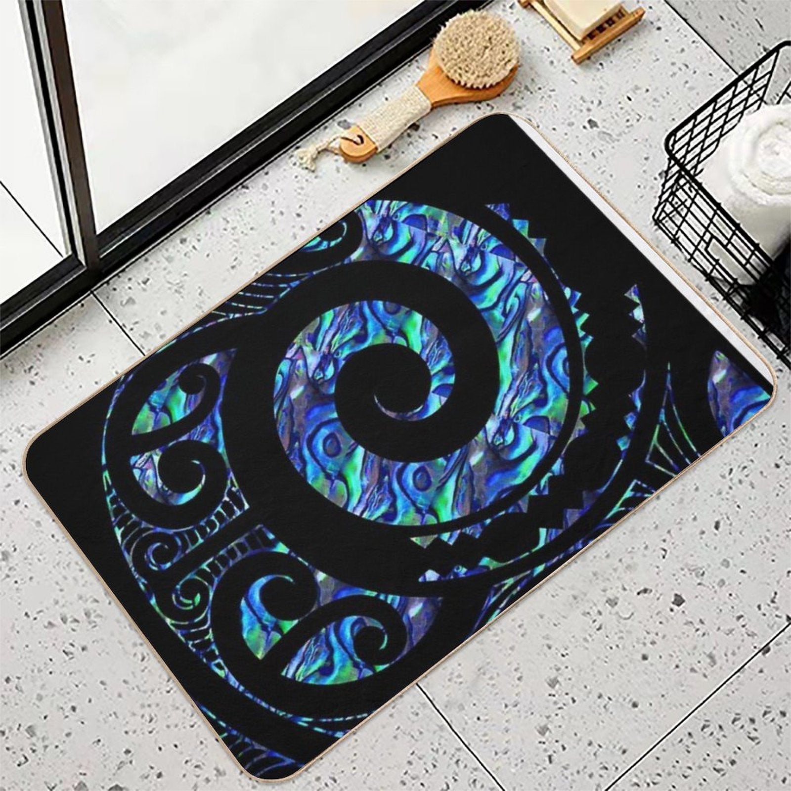 New Zealand Māori Paua Tattoo Koru Design  Versatile Bath Mat