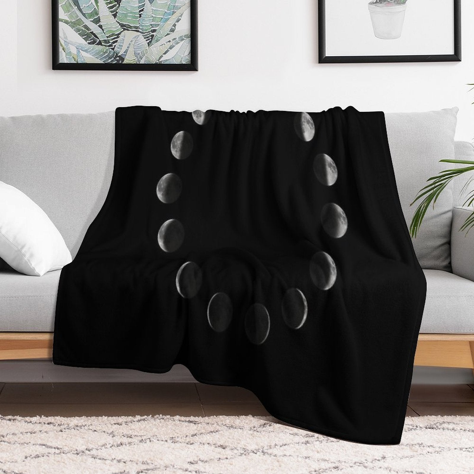 Moon Phases 2 Machine-washable Throw Blanket