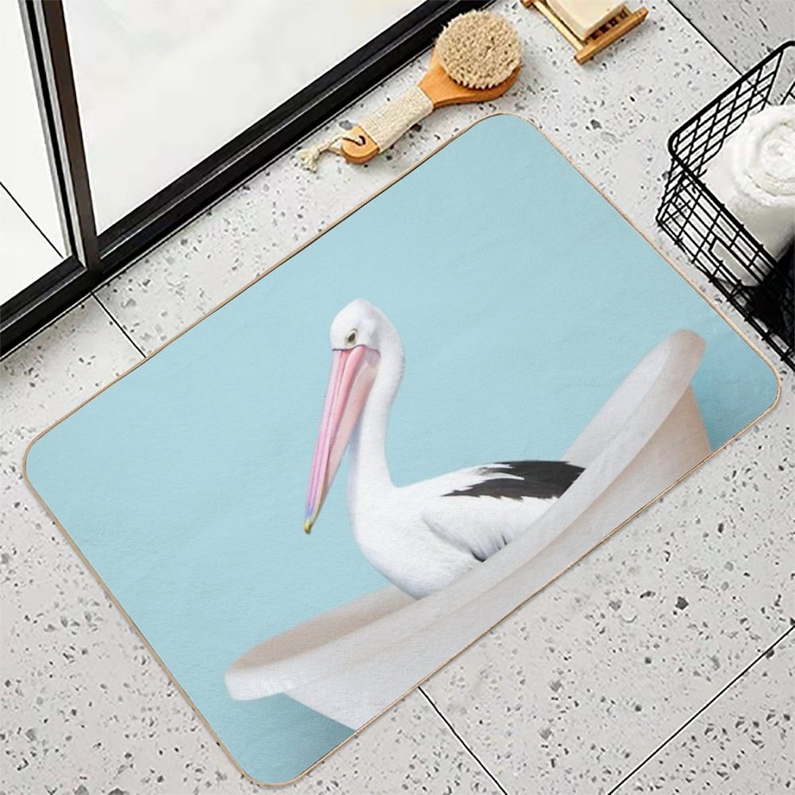Playing Pelican in Bathtub  High-Traffic Bath Mat