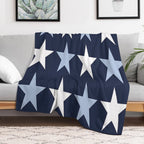 Large ALICE BLUE, WHITE And  NAVY BLUE STARS Premium Throw Blanket