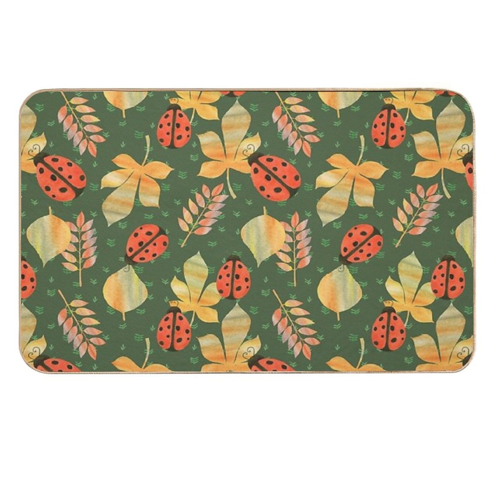 Botanical Background with Ladybugs  Multi-Purpose Bath Mat