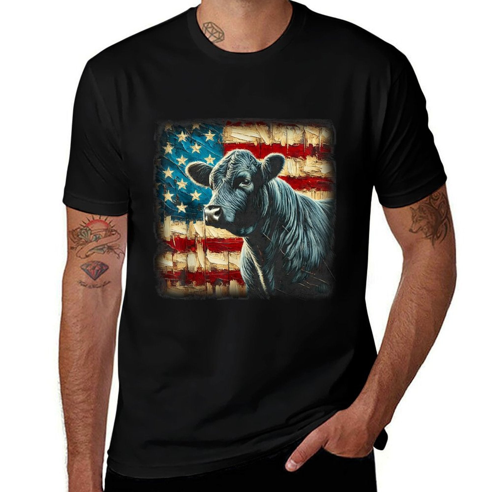 Angus Rancher USA American Cow  Slim-fit Cut T-Shirt