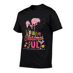 Pink Flamingo in Santa Hat Christmas In Julys Girl Women  Tagless Design T-Shirt