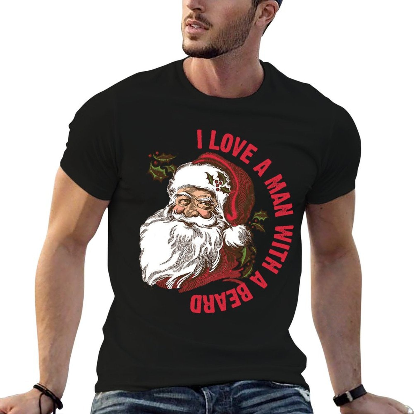 Santa - I Love A Man With A Beard  Graphic-printed T-Shirt