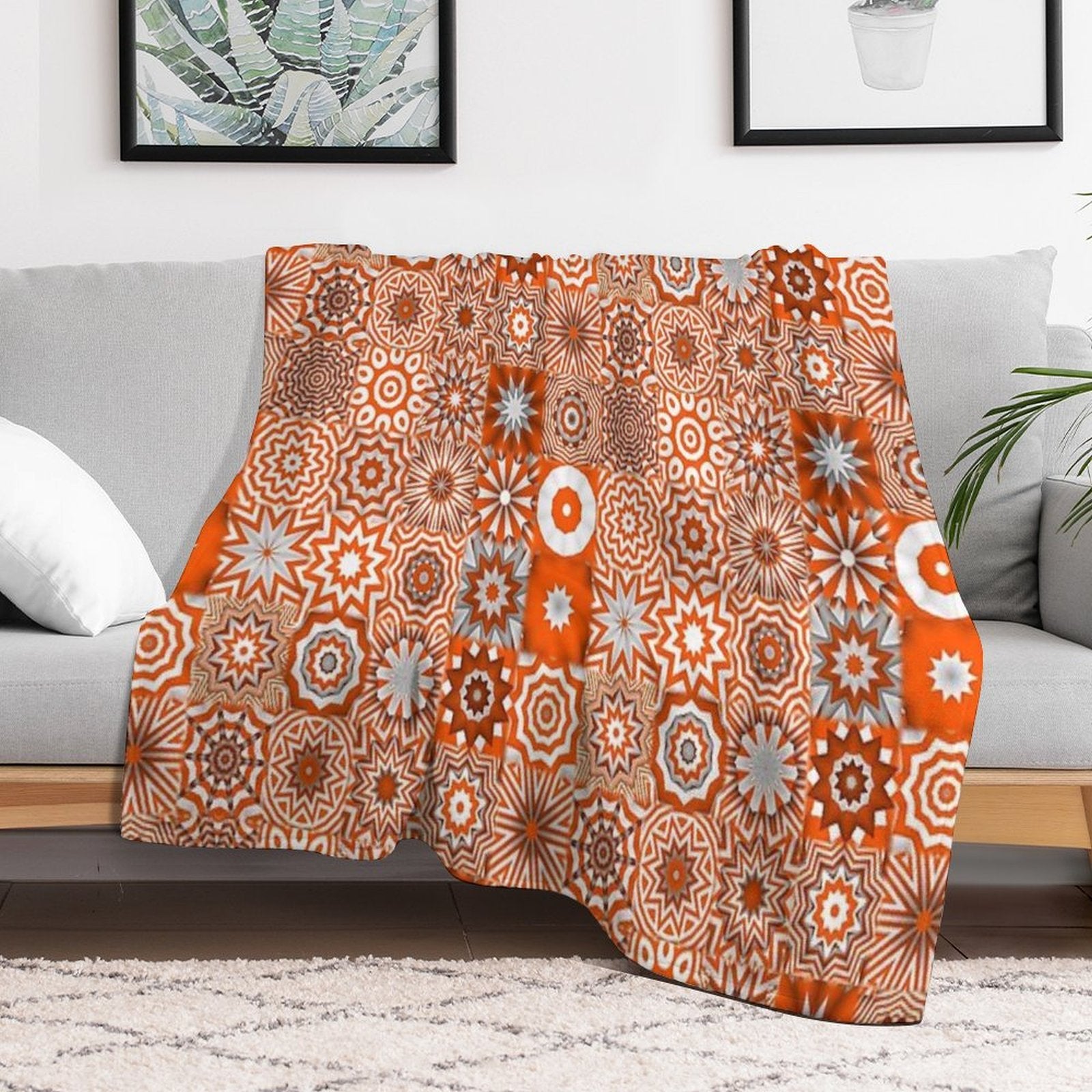 Candycane Mandala Quilt Pattern Abstract Boho Bohemian Hippy Hippie Vivid Multi-functional Throw Blanket