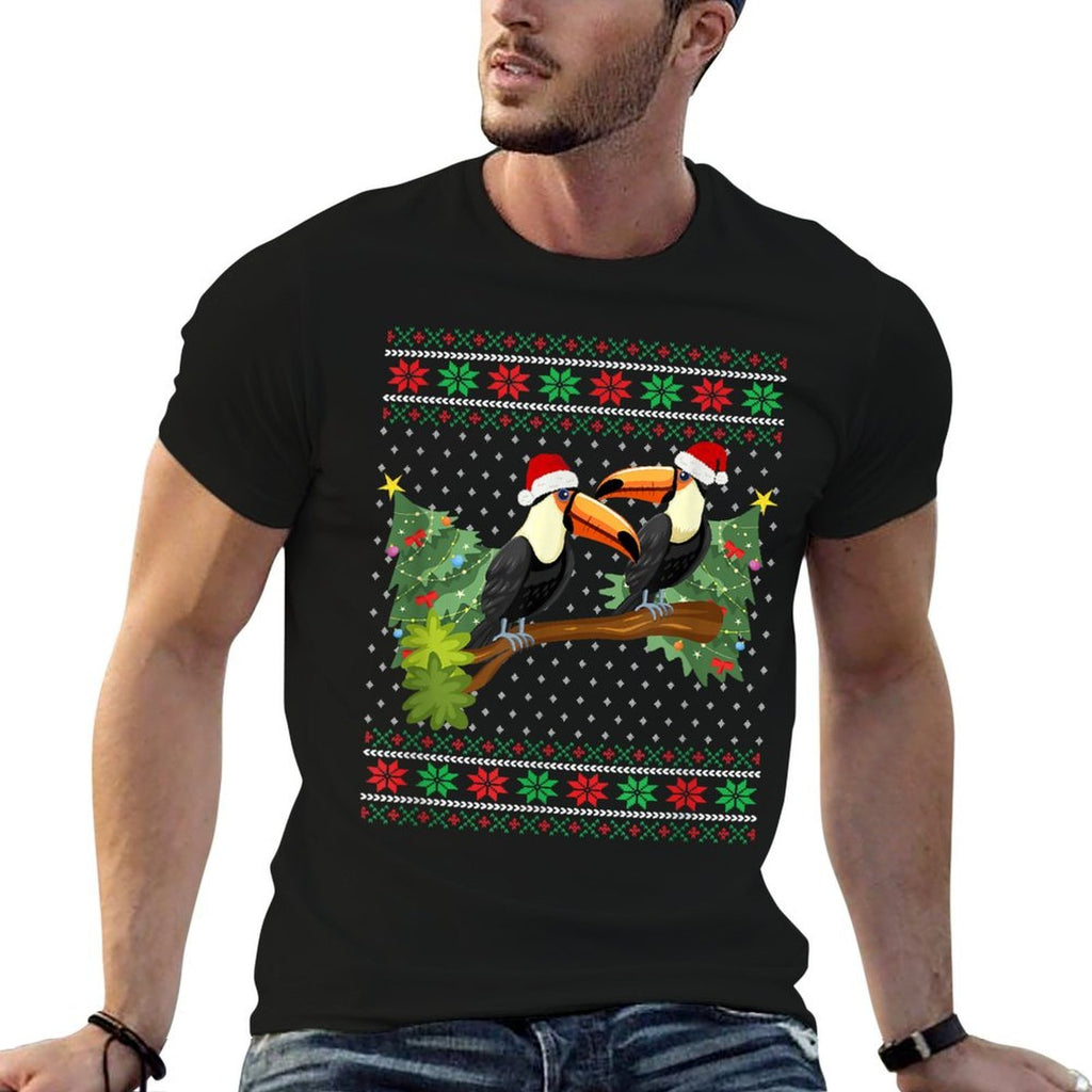 Toucan Xmas - Ugly Toucan Bird Christmas  Ribbed Collar T-Shirt