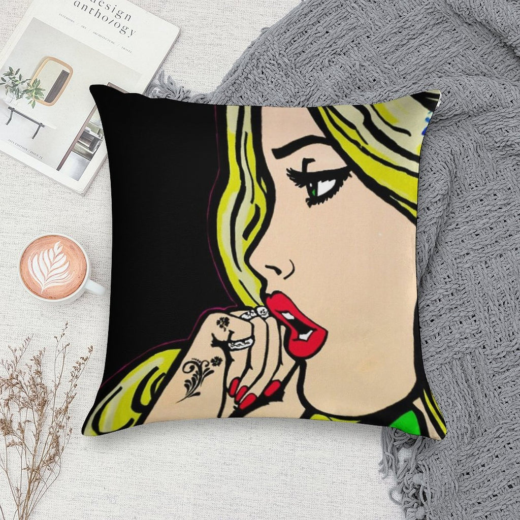 Graffiti Rat Vs Pretty Pop Art Girl Soft Skin-Friendly Throw Pillow