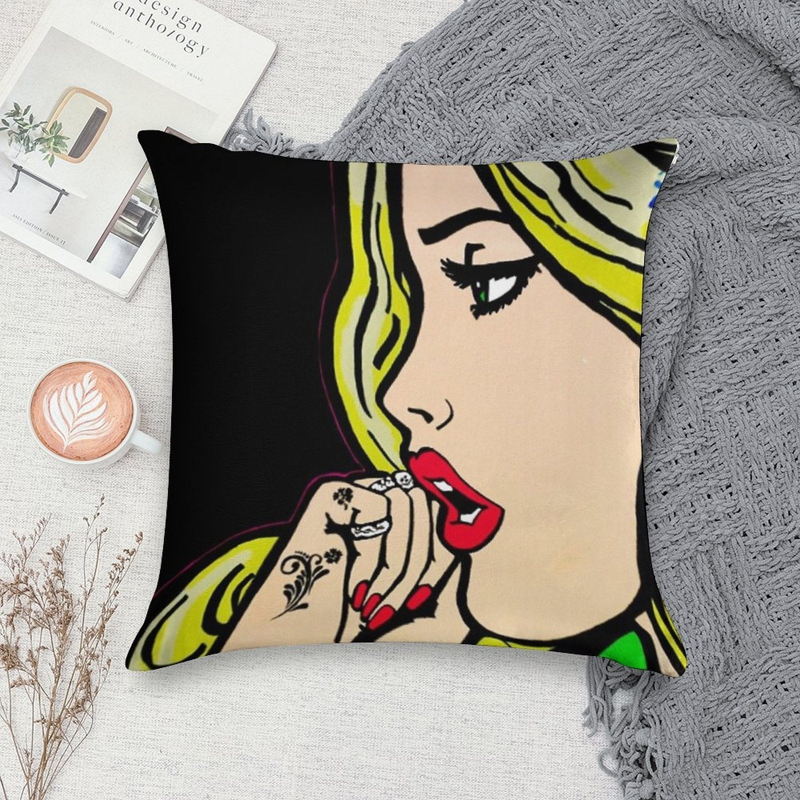 Graffiti Rat Vs Pretty Pop Art Girl Soft Skin-Friendly Throw Pillow