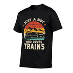 Boy Who Loves Trains Retro Locomotive Boys Kids Toddler Men  Eco-friendly Material T-Shirt