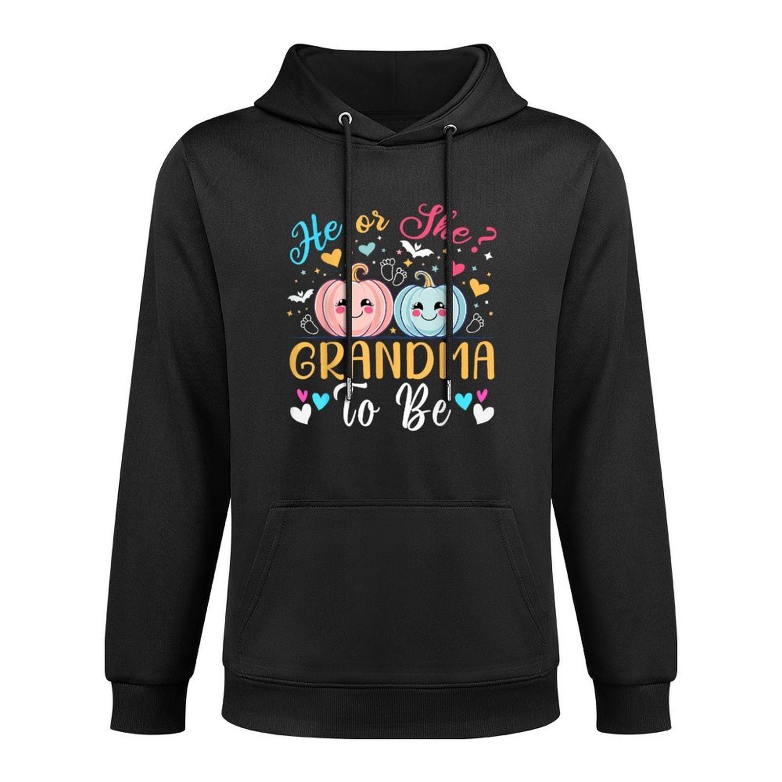 Halloween Gender Reveal He Or She Grandma To Be Pumpkin Medium-Weight Fabric Hoodie