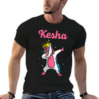 KESHA Name Personalized Birthday Dabbing Unicorn Queen  Graphic-printed T-Shirt
