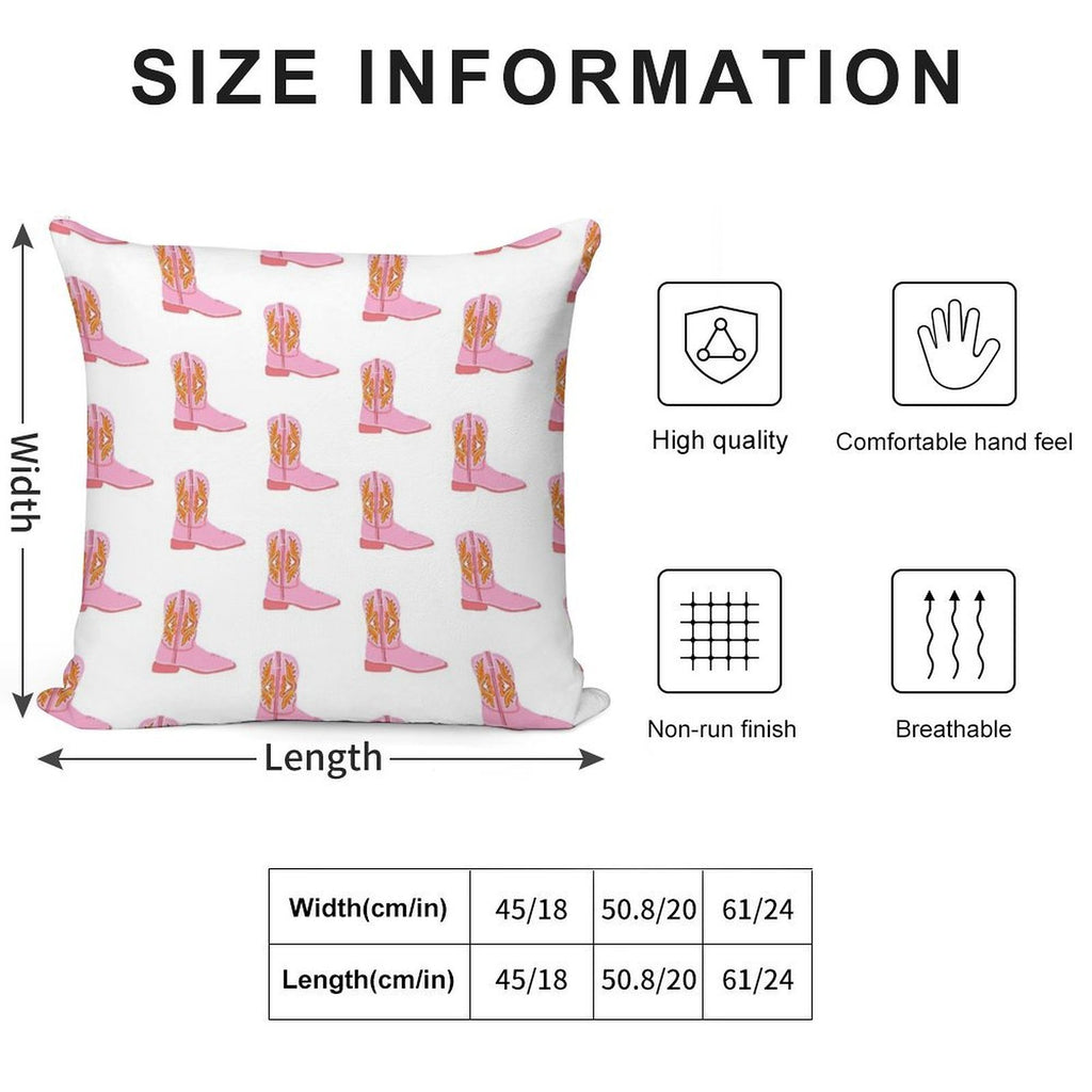 Pink Dolly Cowboy Boot Soft Home Decor Throw Pillow