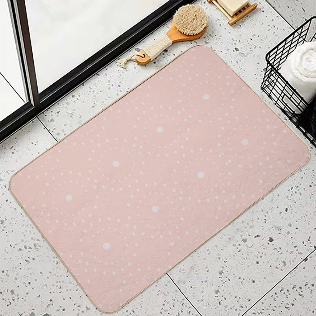 Cute Boho Minimalist Dotted Circles Design Coral Pink  Pet-Safe Bath Mat