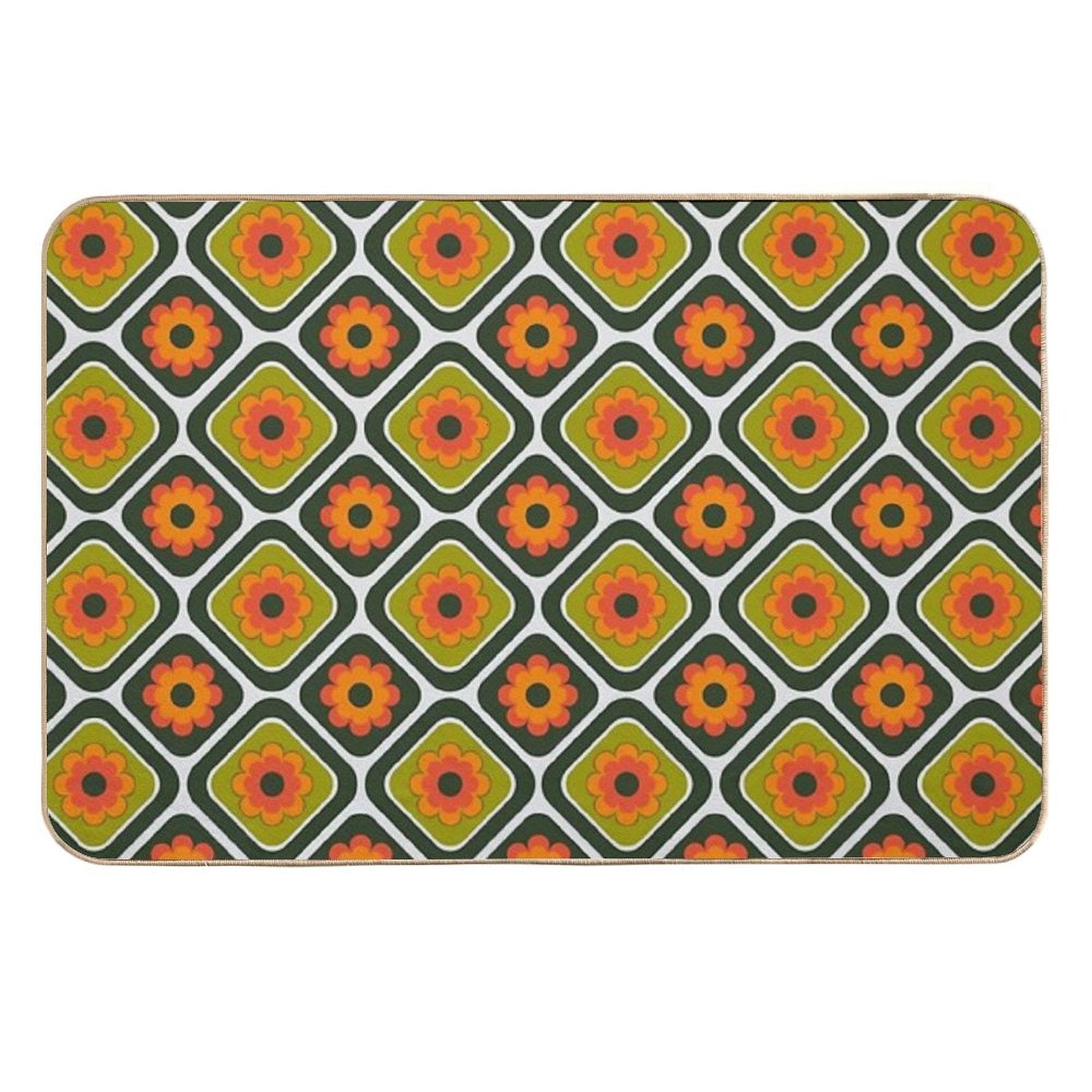 Geometric Floral Retro Durable Bath Mat