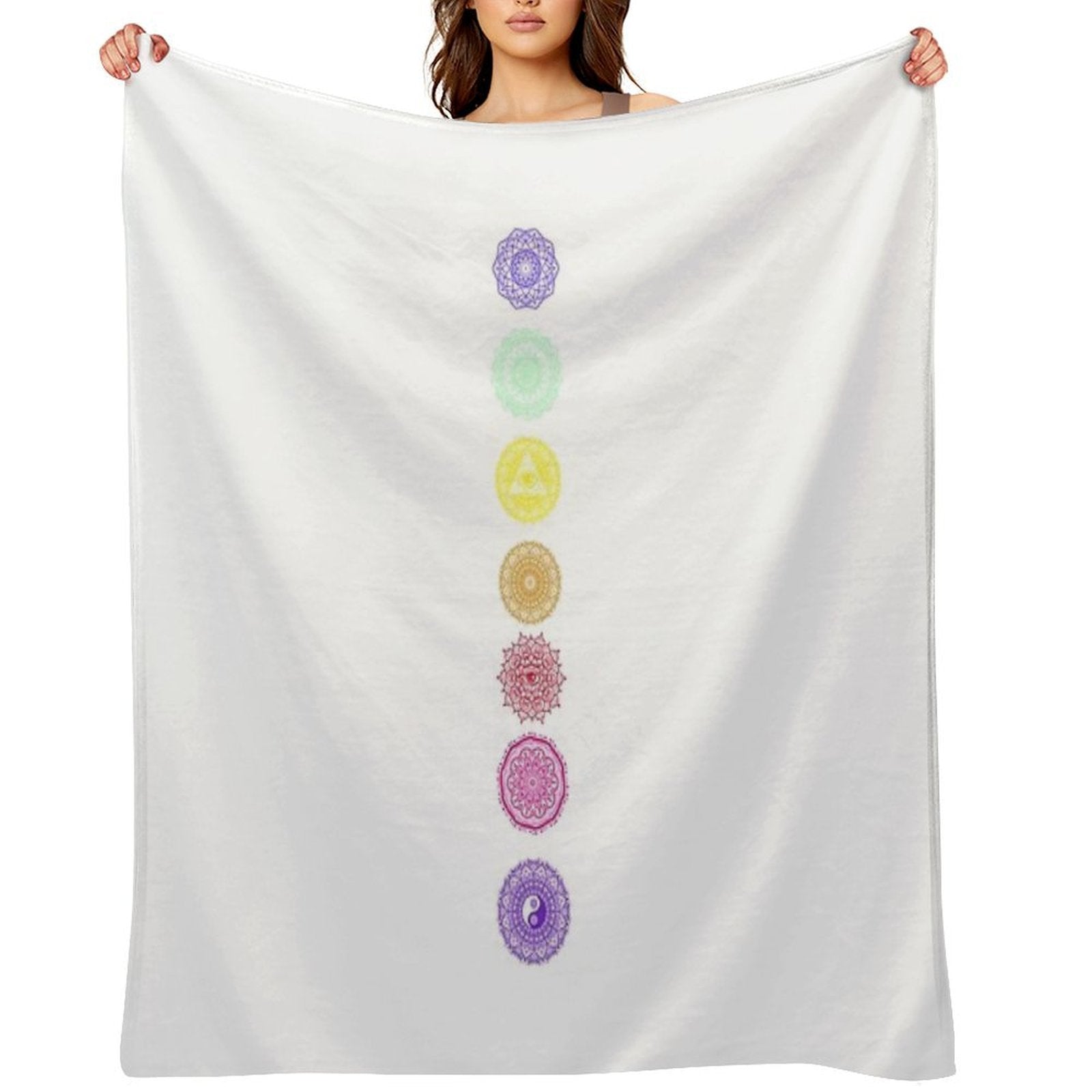 7 Chakras Design Easy Care Throw Blanket