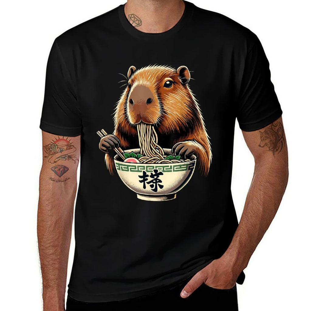 Capybara Eating Japanese Ramen Noodles Anime  Classic T-Shirt