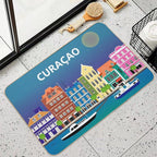 Curacao - Skyline Illustration by Loose Petals  Anti-Trip Bath Mat