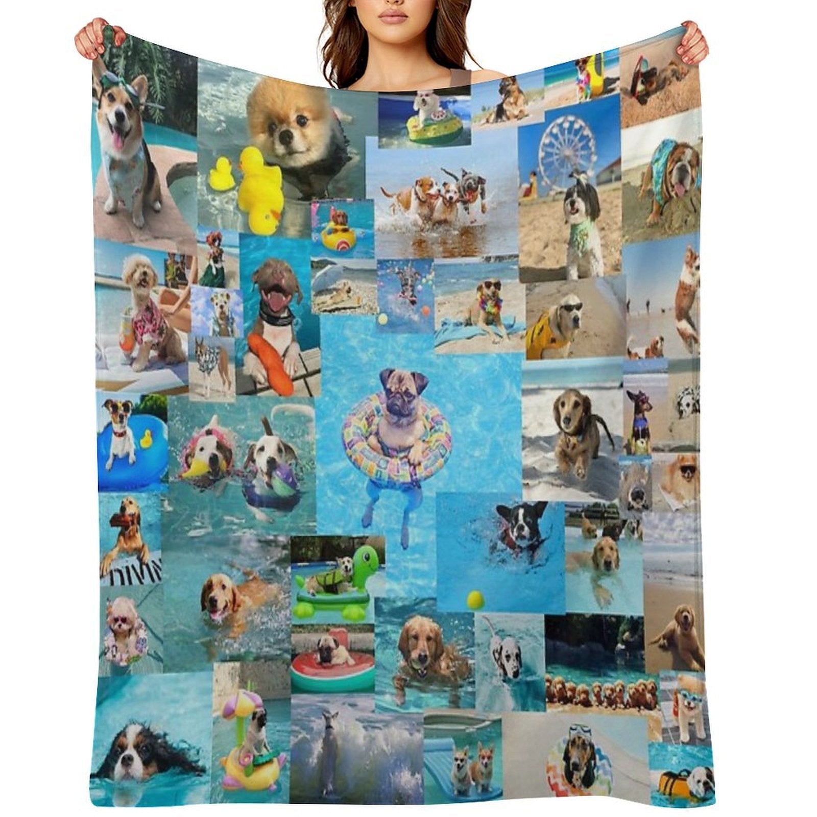 Summer Fun Dog Collage Gift-ready Throw Blanket