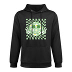 Groovy Shamrock Smile Face St Patricks Day Men Kids Funny Shape Retention Hoodie