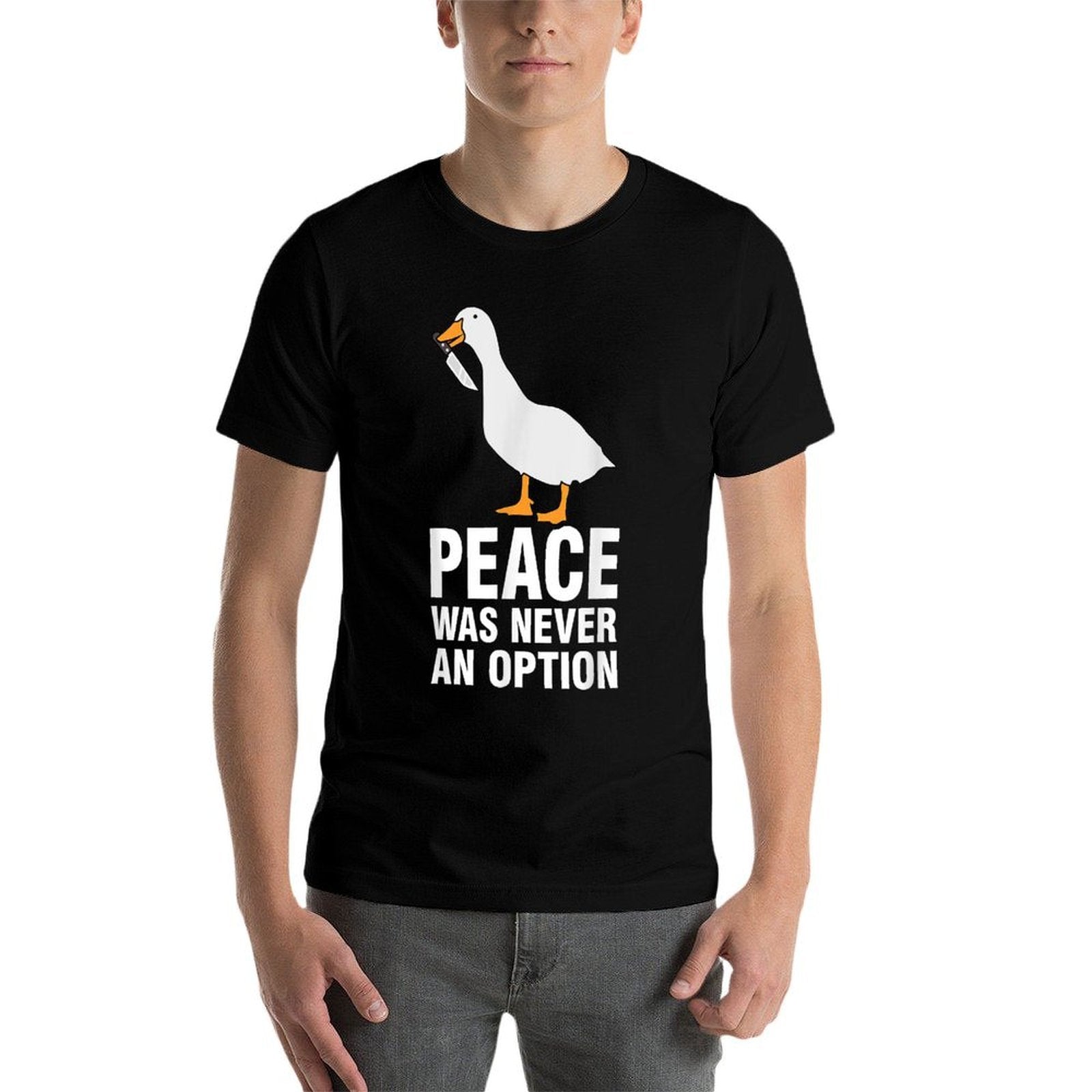 Peace Was Never An Option - Geese Meme  Rolled Sleeves T-Shirt