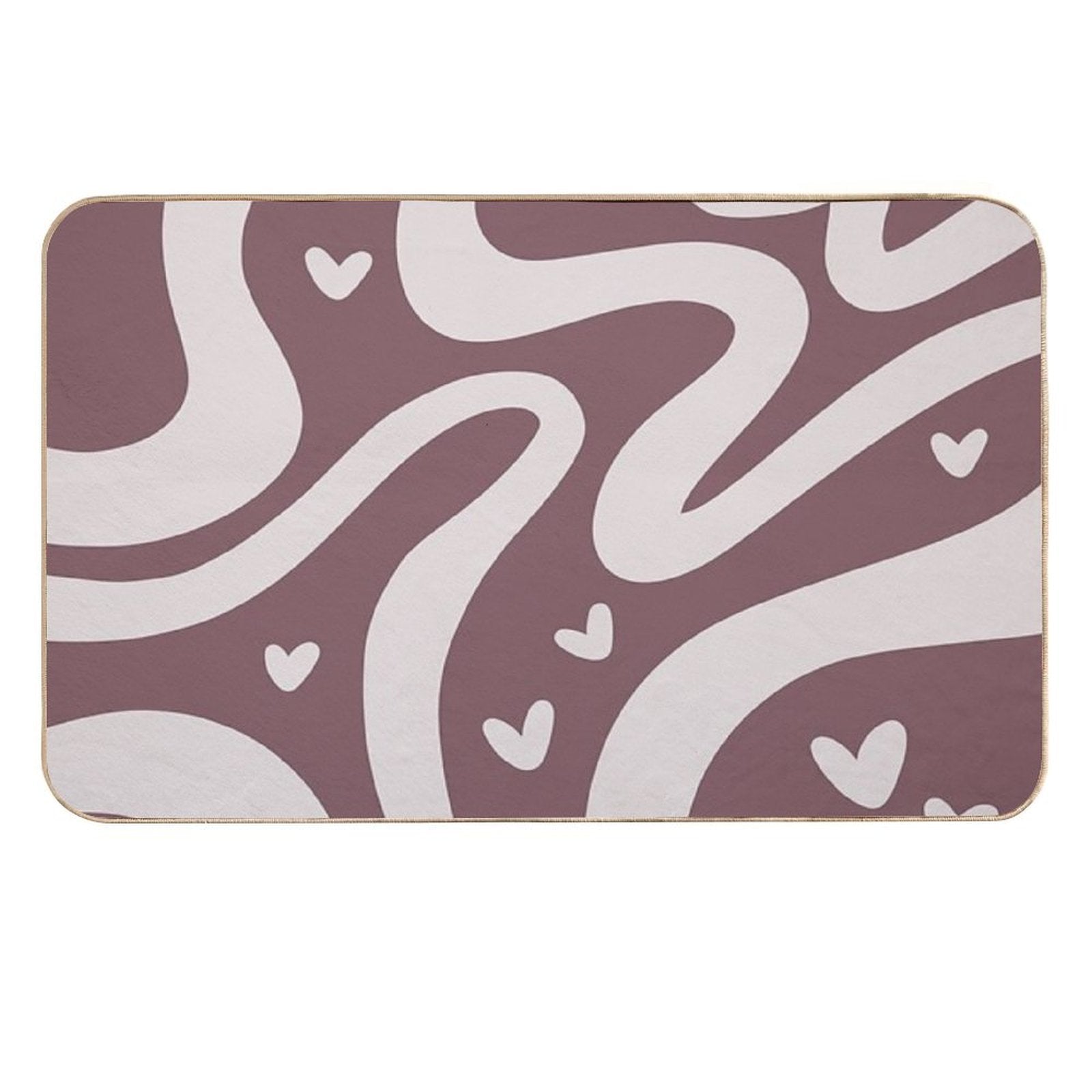 Retro Liquid Swirl & Hearts Abstract Pattern Mulberry Durable Bath Mat