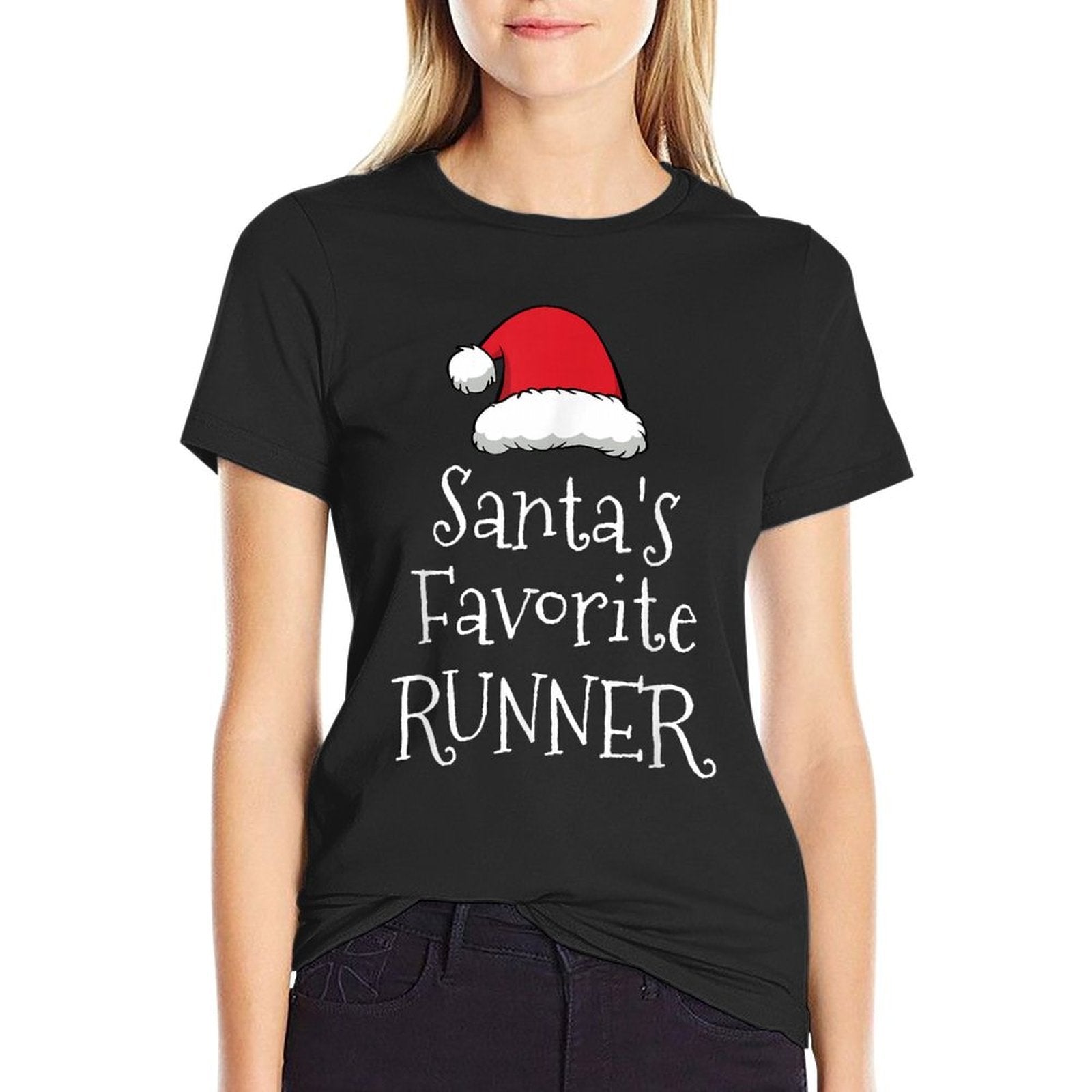 Santas Favorite Runner - Christmas Funny Running Gift  Easy-care T-Shirt