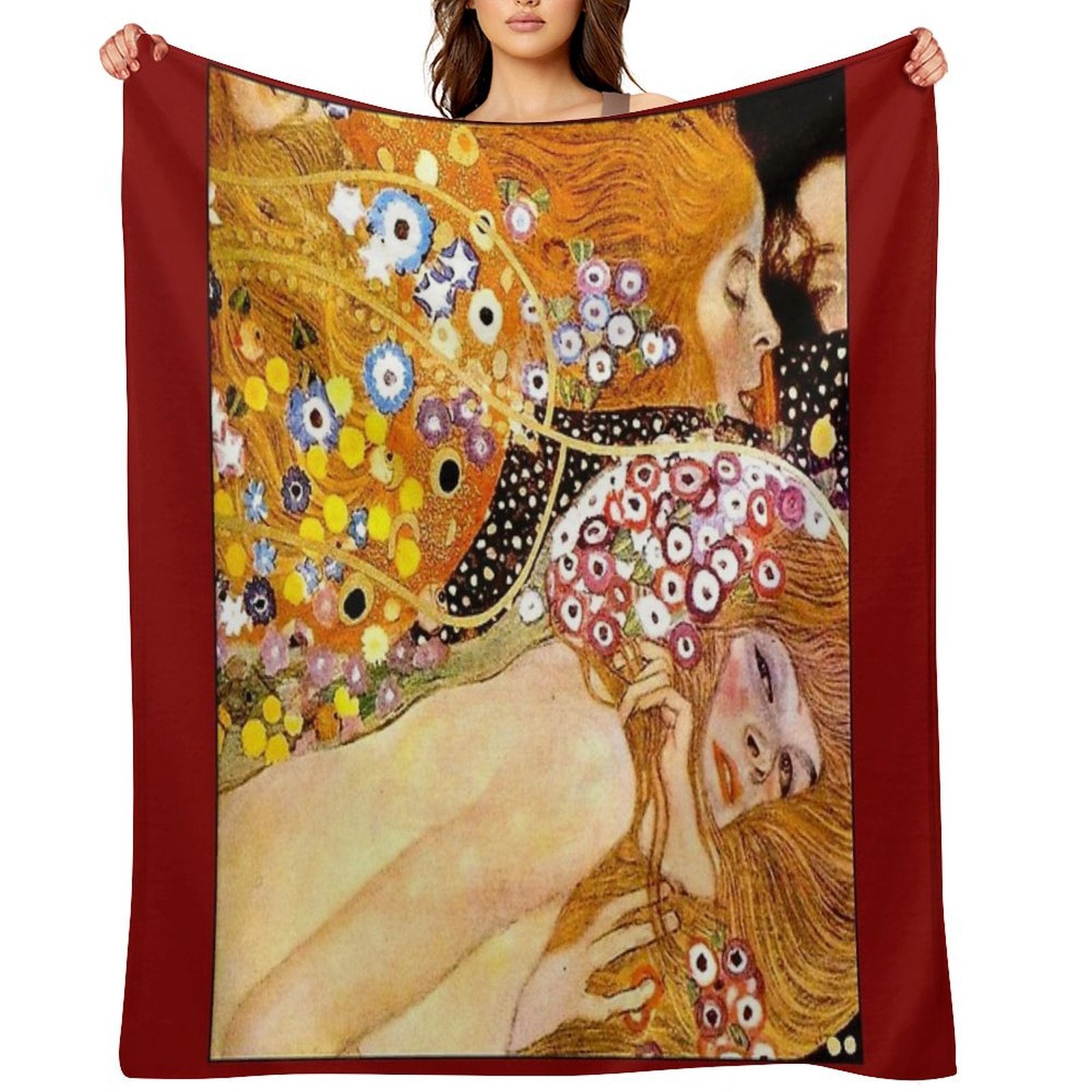 MERMAIDS  Vintage 1899 Klimt Painting Print Premium Throw Blanket