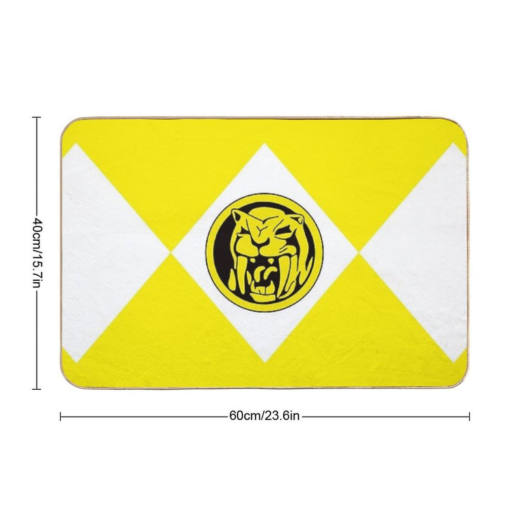 MMPR Yellow Ranger With Coin  Easy To Clean Bath Mat