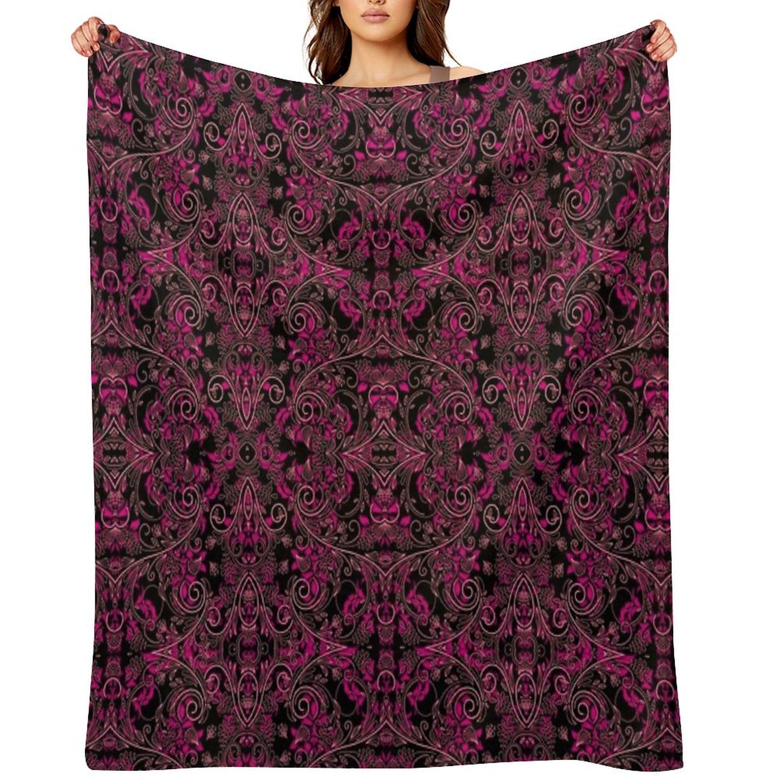 Pink Vines And Lace Easy Care Throw Blanket