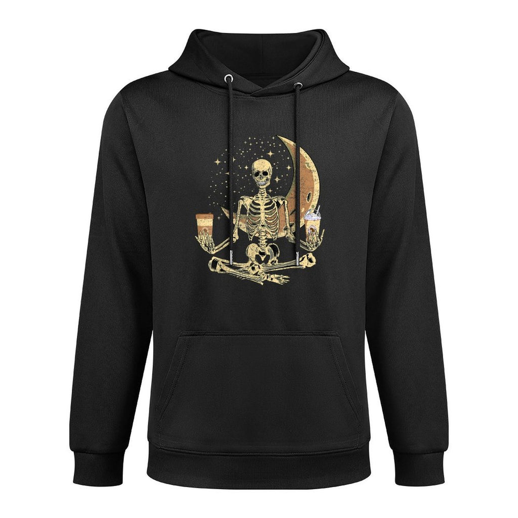 Funny Skeleton Doing Yoga And Drinking Coffee For Halloween Pilling-Resistant Hoodie