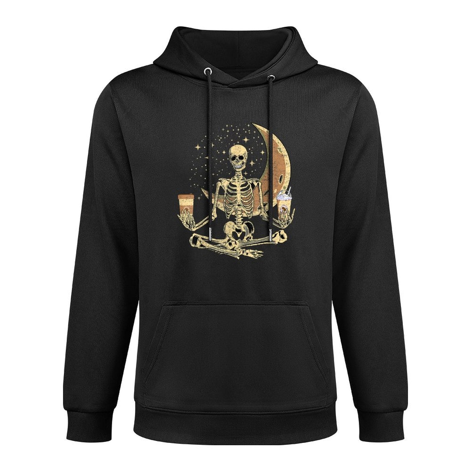 Funny Skeleton Doing Yoga And Drinking Coffee For Halloween Pilling-Resistant Hoodie