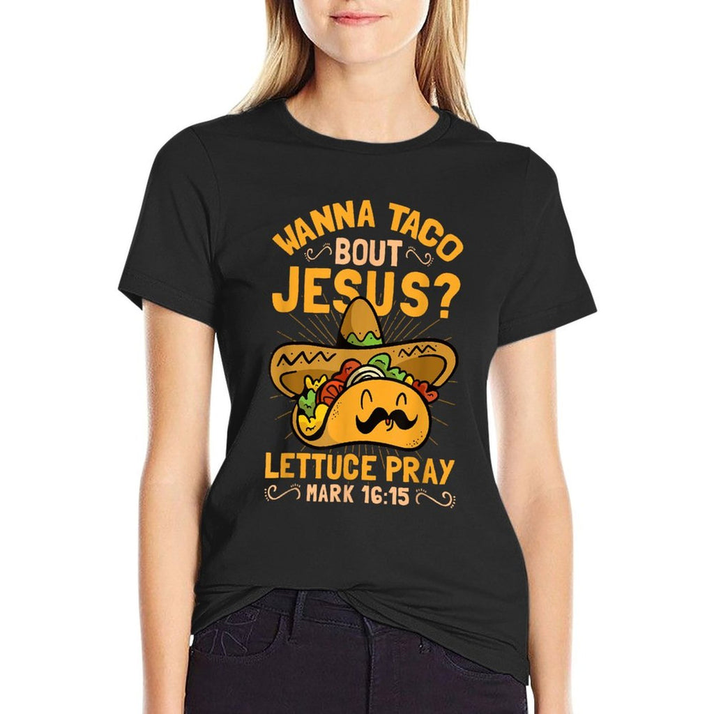 Wanna Taco Bout Jesus Funny Christian  Oversized Silhouette T-Shirt
