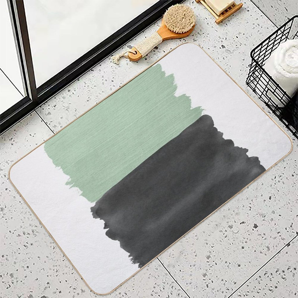 Sage Green Black Abstract Minimalism #1 #minimal #ink #decor #art  Repositionable Bath Mat