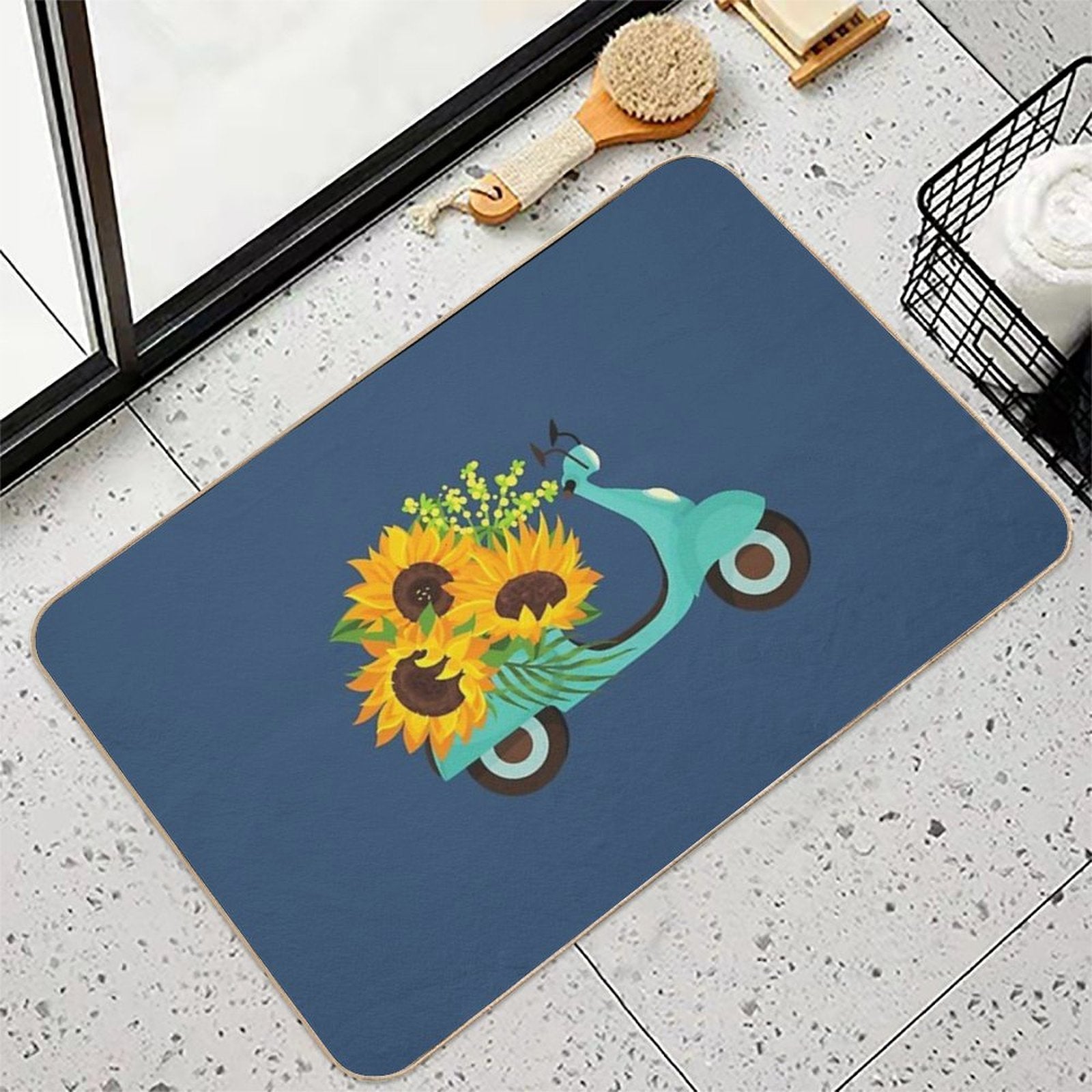 Sunflower Pattern  Pet-Safe Bath Mat