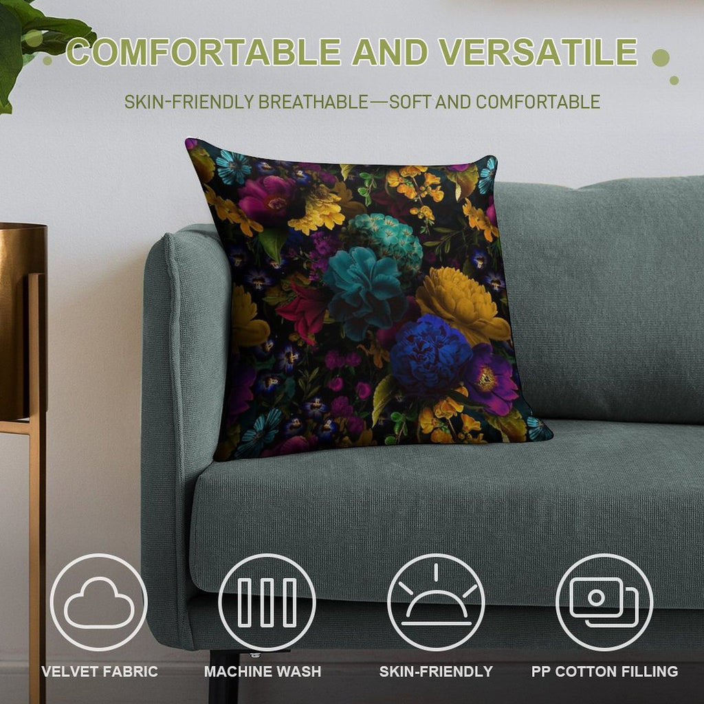 Mystical Night II Botanical Night Garden Nightgarden Soft Luxury Feel Throw Pillow